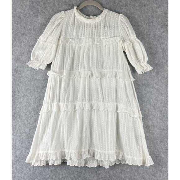 Isabel Marant Dresses & Skirts - Isabel Marant Etoile Dress Womens 40 Ivory Ruffle Puff Sleeve Swiss Dot Prairie